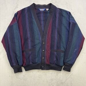 Vintage Pendleton Cardigan Mens Medium Striped Sweater 100% Virgin Wool USA Made